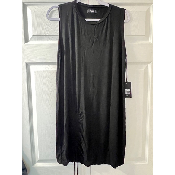 Women's Michael Lauren Black Sleeveless Dress w drawstrings front Size M NWT - Picture 3 of 10